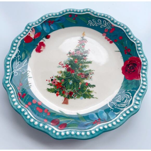 The Pioneer Woman Wishful Winter Tree 6.5" Ceramic Appetizer Plate Teal - Picture 2 of 3
